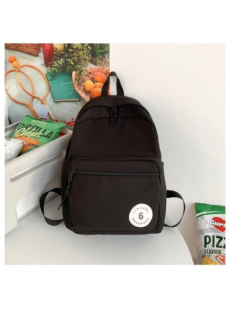 SIJINIAO - Student backpack suitable for laptops, casual large capacity backpacks, black - Image 1
