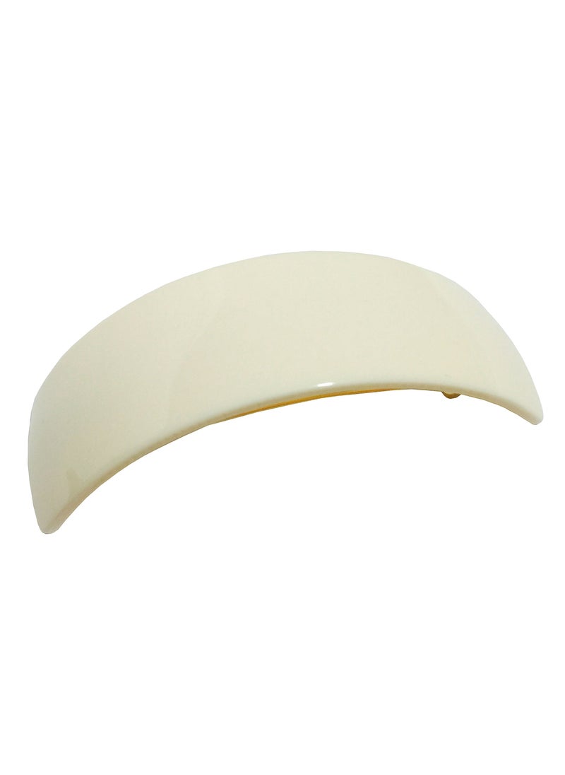 French Amie - French Amie Curved Large Ivory Cream Handmade Strong Grip Celluloid Automatic Volume Hair Clip Barrette (Ivory Cream with Golden Clasp) - Image 1