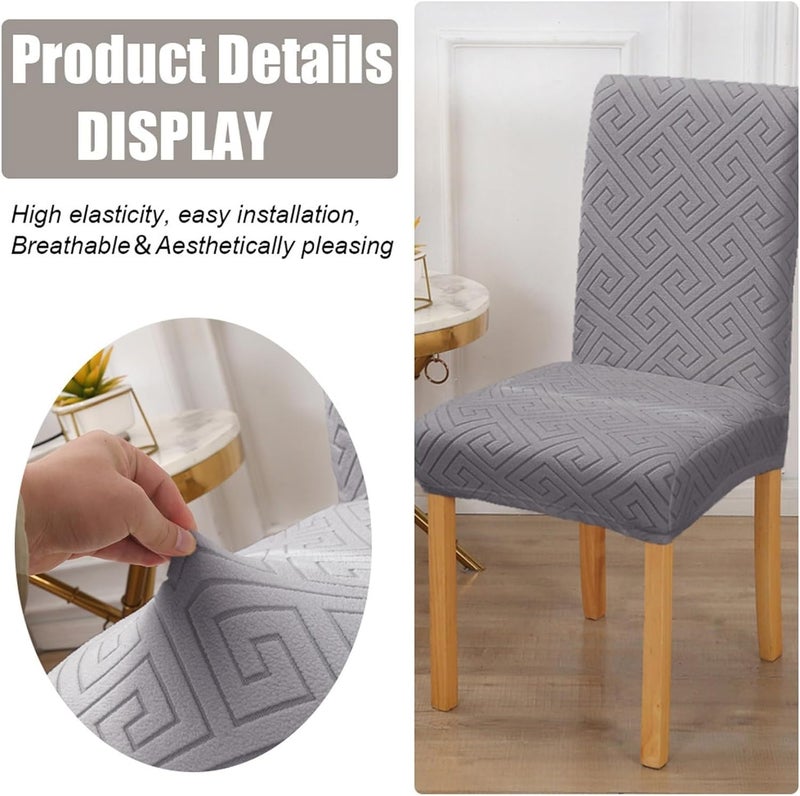 Styleys Elastic Chair Cover Stretch Removable Washable Jacquard Dining Chair Cover Protector Seat Slipcover (Pack of 6, Parmeson, JCMC18) - Image 2