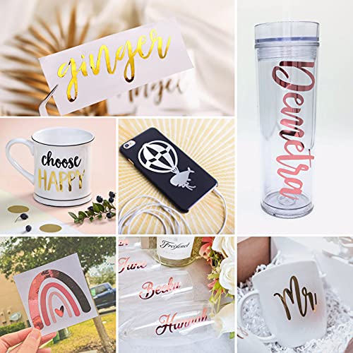 HTVRONT Rose Gold Matte Metallic Permanent Vinyl - 12" x 10FT Matte Rose Gold Permanent Adhesive Vinyl Roll Compatible with Cricut Cutting Machine - Easy to Weed & Transfer - Image 2