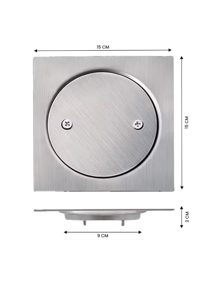 درافل مصيدة تصريف أرضية من الفولاذ المقاوم للصدأ من دورافيل مقاس 15×15 سم - درجة 304 بلمسة نهائية عاكسة، مقاومة للصدأ، مضادة للروائح الكريهة، مناسبة للحمامات والمطابخ والشرفات وغرف الغسيل - Image 5