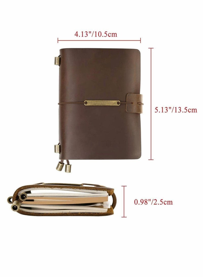 SYOSI Leather Cover Refillable Travellers Journal Notebook Diary with Inserts and Pockets for Men Women Business Premium Gift Passport Size - Image 2