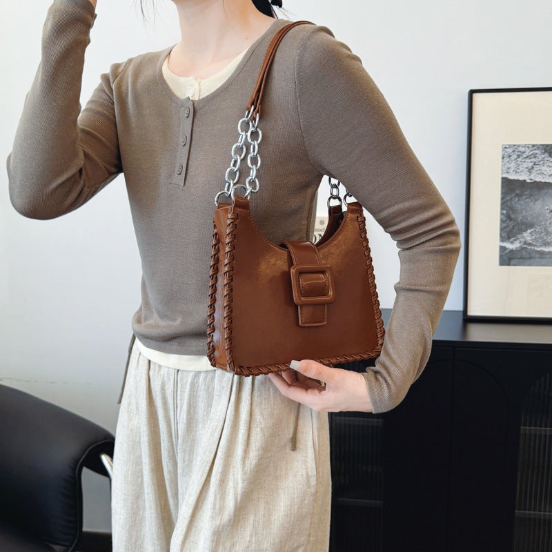 Bag Women'S Arrival Fashionable Korean Style Fashionable Hand-Held Chain Shoulder Bag Simple All-Match Crossbody Small Square Bag - Image 4