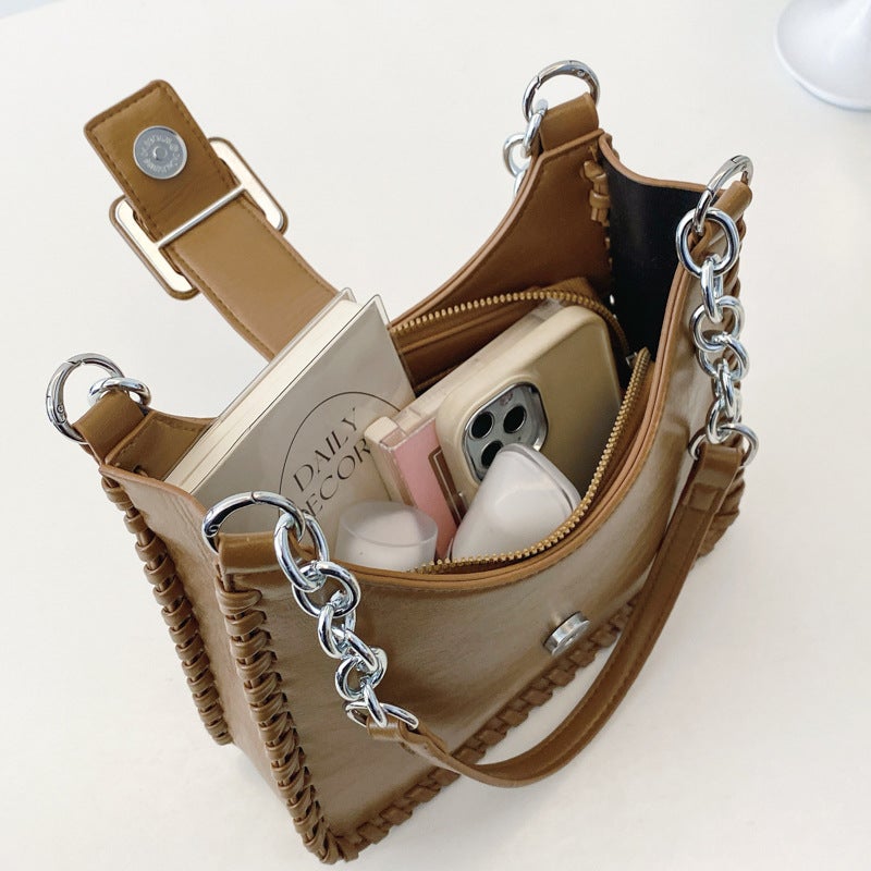Bag Women'S Arrival Fashionable Korean Style Fashionable Hand-Held Chain Shoulder Bag Simple All-Match Crossbody Small Square Bag - Image 5