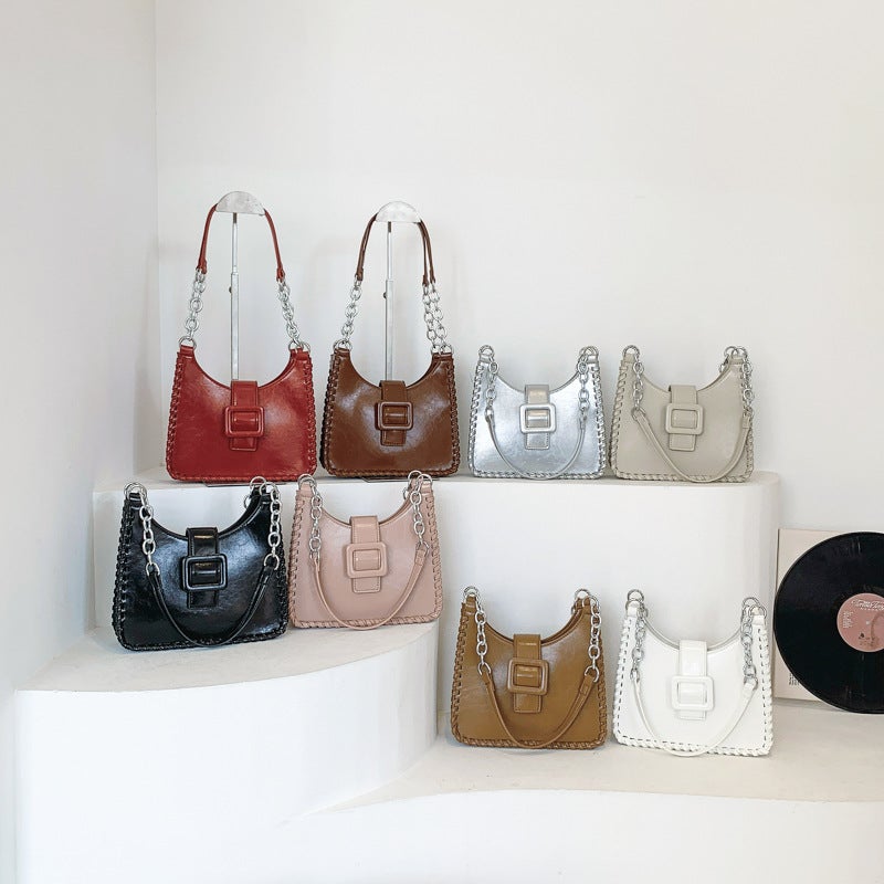 Bag Women'S Arrival Fashionable Korean Style Fashionable Hand-Held Chain Shoulder Bag Simple All-Match Crossbody Small Square Bag - Image 2