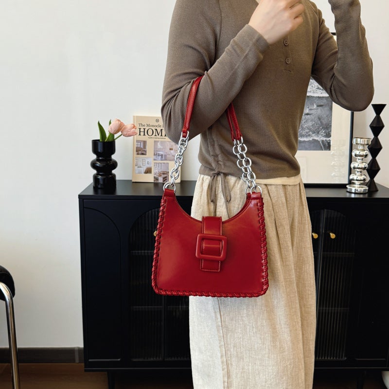 Bag Women'S Arrival Fashionable Korean Style Fashionable Hand-Held Chain Shoulder Bag Simple All-Match Crossbody Small Square Bag - Image 3