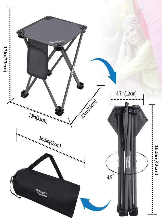 Roptat Camping Stool,Portable Folding Compact Lightweight Stool Seat for Camping Fishing Hiking Gardening Outdoor Walking Backpacking Travelling and Beach with Carry Bag (Black) - Image 2