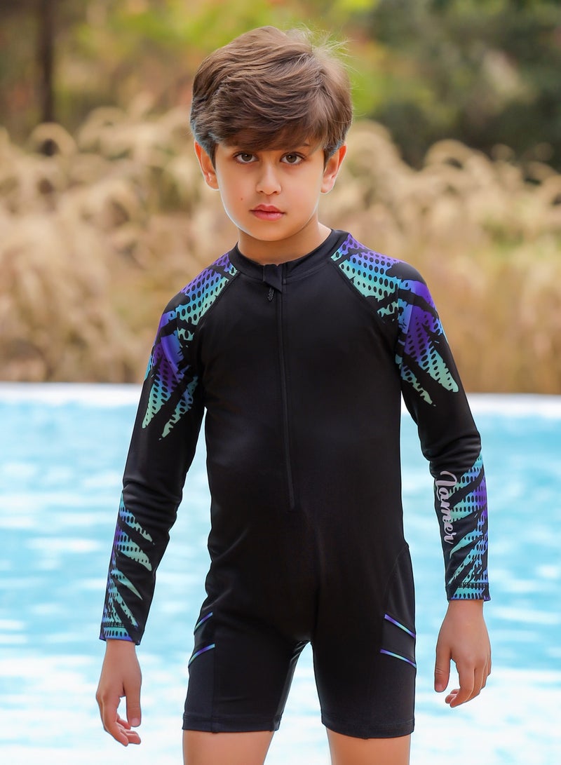Lamare Boys' swimsuit with a sporty design that provides protection and flexibility during movement.  - Image 2