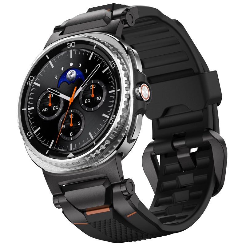 ULTIMAL Rugged TPU Sport Band ONLY for Samsung Galaxy Watch 8 Classic & Galaxy Watch 8 (40/44/46mm), Replacement Strap with Secure Connector, Waterproof Sweat-Resistant, Fit 6.2â€-8.9â€(Black+Black) - Image 1