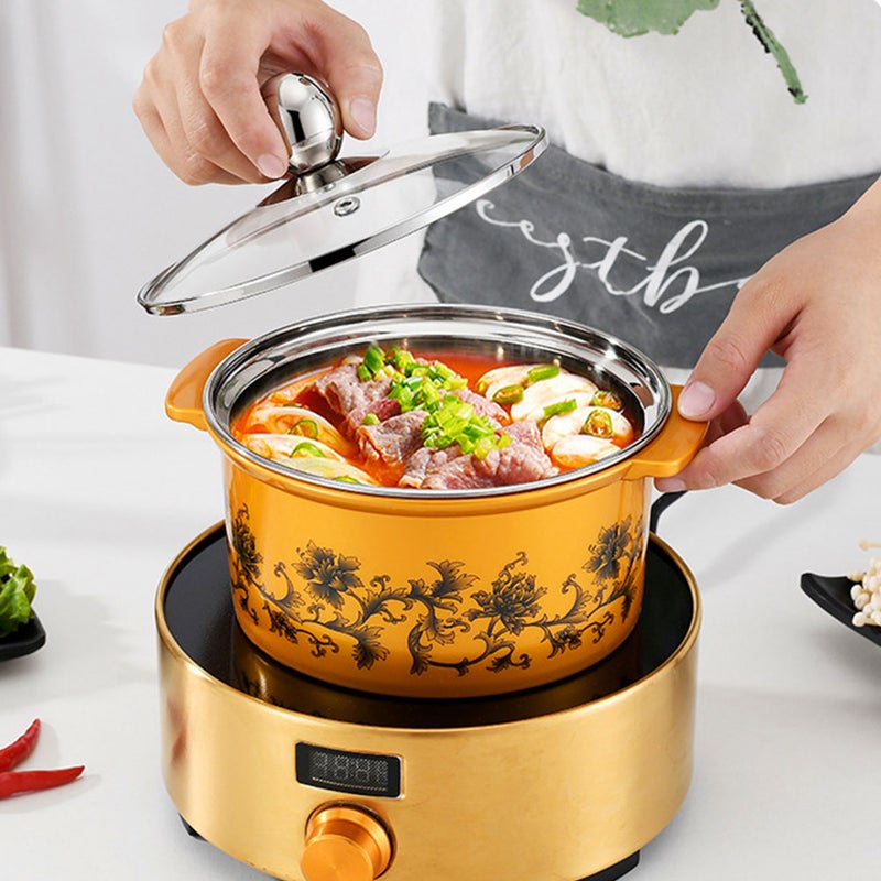 🍳 حلة شوربة من الستانلس ستيل مقاومة للحرارة ومضادة للحرق لمواقد الحث مقاس ١٩ ٣ في ١٧ ٥ سم لون ذهبي مجموعة واحدة - Image 3