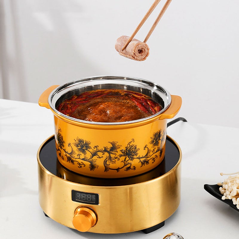🍳 حلة شوربة من الستانلس ستيل مقاومة للحرارة ومضادة للحرق لمواقد الحث مقاس ١٩ ٣ في ١٧ ٥ سم لون ذهبي مجموعة واحدة - Image 2