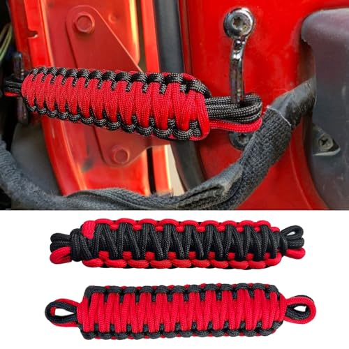 KIXILO Door Limiting Straps for 19872023 Wrangler CJ YJ TJ JK JL Gladiator JT Truck Retractable High Toughness Swing Limiter Replacement Parts 2 Pack Red and Black - Image 1