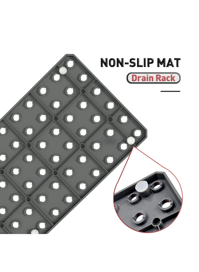 Excefore منظم أدراج لوحة pegboard لخزانة المطبخ، 2 قطعة منظم للأطباق للخزائن، صينية pegboard قابلة للتعديل للخزائن، رفوف الأطباق رفوف تجفيف الأوعية، حوامل أطباق قابلة للتوسيع للتخزين (رمادي) - Image 4