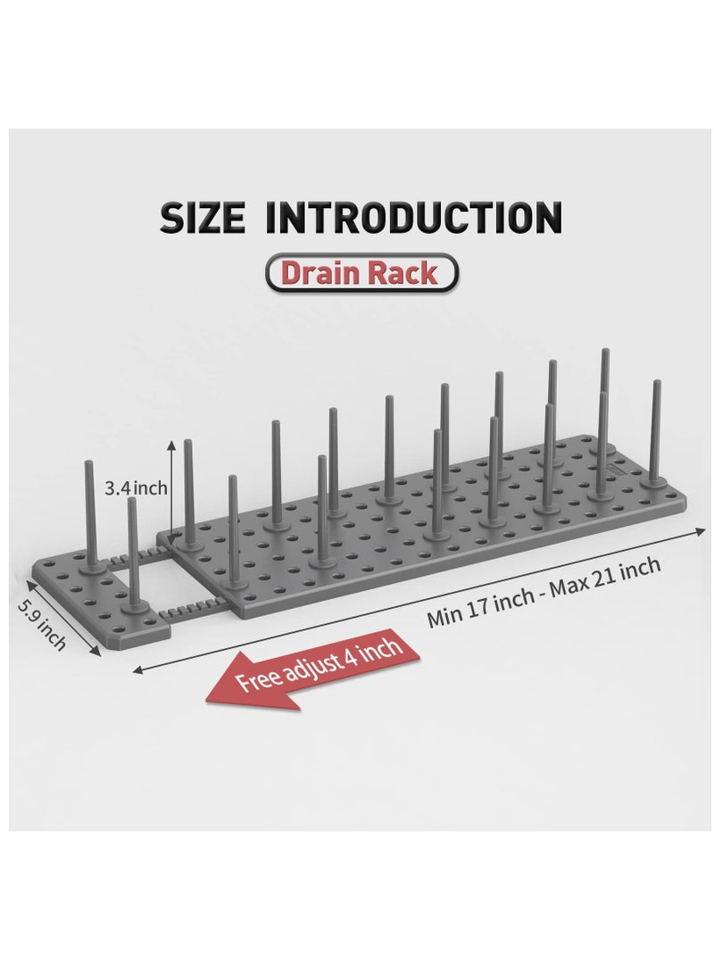 Excefore منظم أدراج لوحة pegboard لخزانة المطبخ، 2 قطعة منظم للأطباق للخزائن، صينية pegboard قابلة للتعديل للخزائن، رفوف الأطباق رفوف تجفيف الأوعية، حوامل أطباق قابلة للتوسيع للتخزين (رمادي) - Image 2