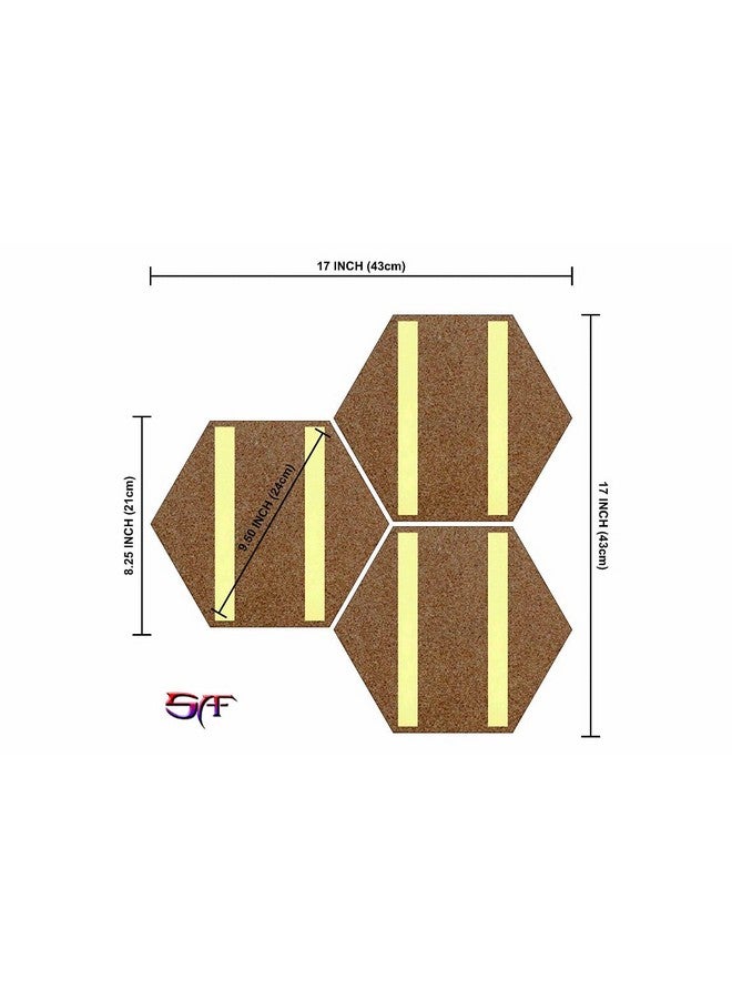 SAF paintings Flower Pot UV Textured MDF Set of 3 Hexagon Painting 17 Inch X 17 Inch HX131 - Image 3