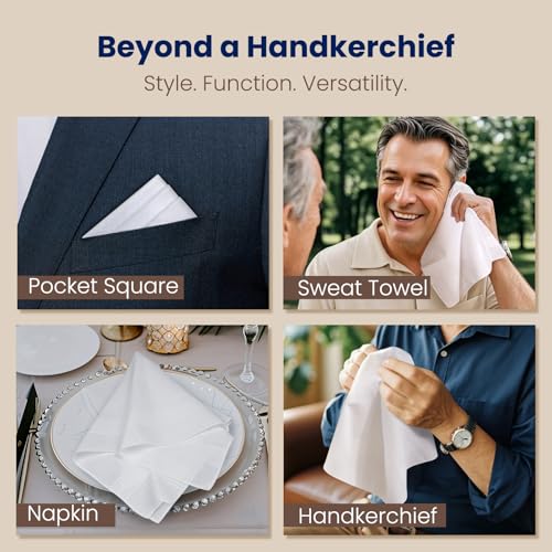 Selected Hanky Men's Handkerchiefs,100% Soft Cotton,White Classic Hankie Pack of 12 - Image 4
