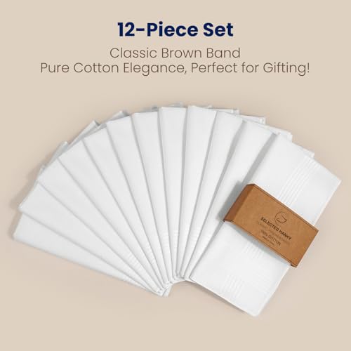 Selected Hanky Men's Handkerchiefs,100% Soft Cotton,White Classic Hankie Pack of 12 - Image 5