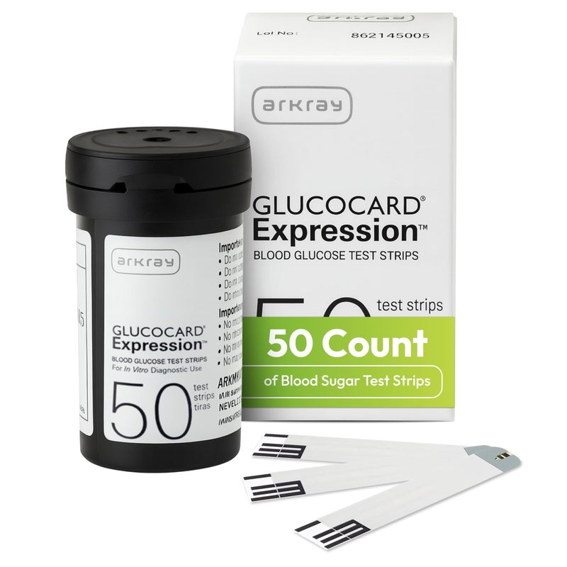 GLUCOCARD Expression ARKRAY GLUCOCARD Expression Blood Glucose Test Strips No Coding 08 Microliter Fast 6Second Results Compatible with GLUCOCARD Expression Blood Glucose Meter 50 Count - Image 3
