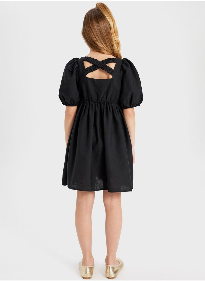 DeFacto - Girl Balloon Sleeve Short Dress - Image 1