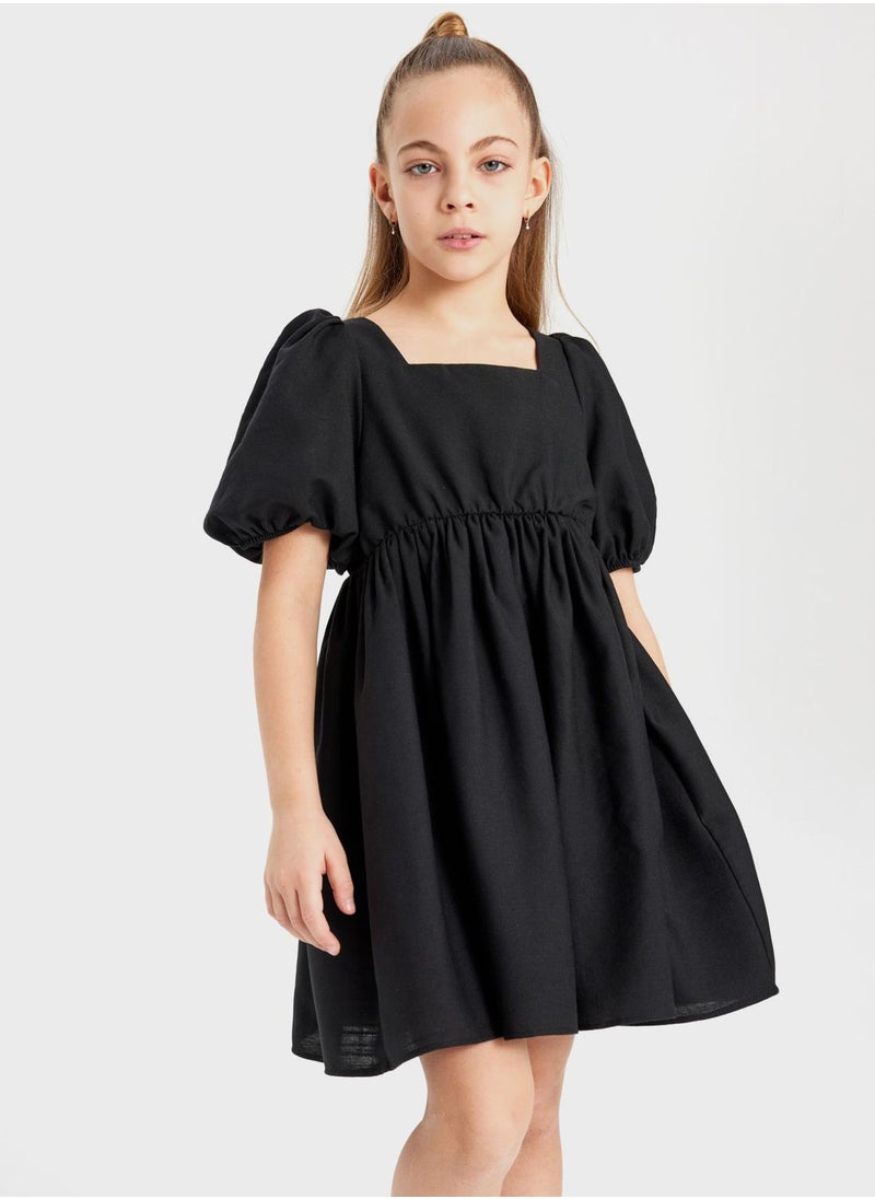 DeFacto - Girl Balloon Sleeve Short Dress - Image 1