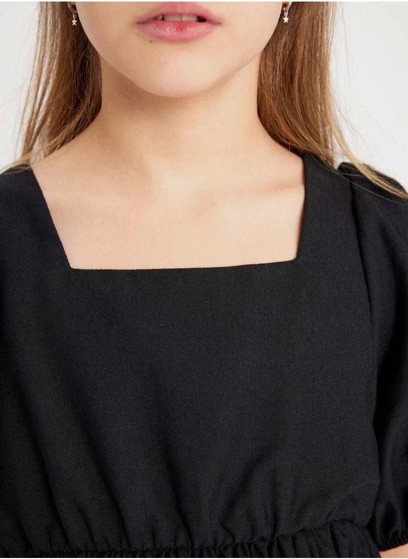 DeFacto - Girl Balloon Sleeve Short Dress - Image 1