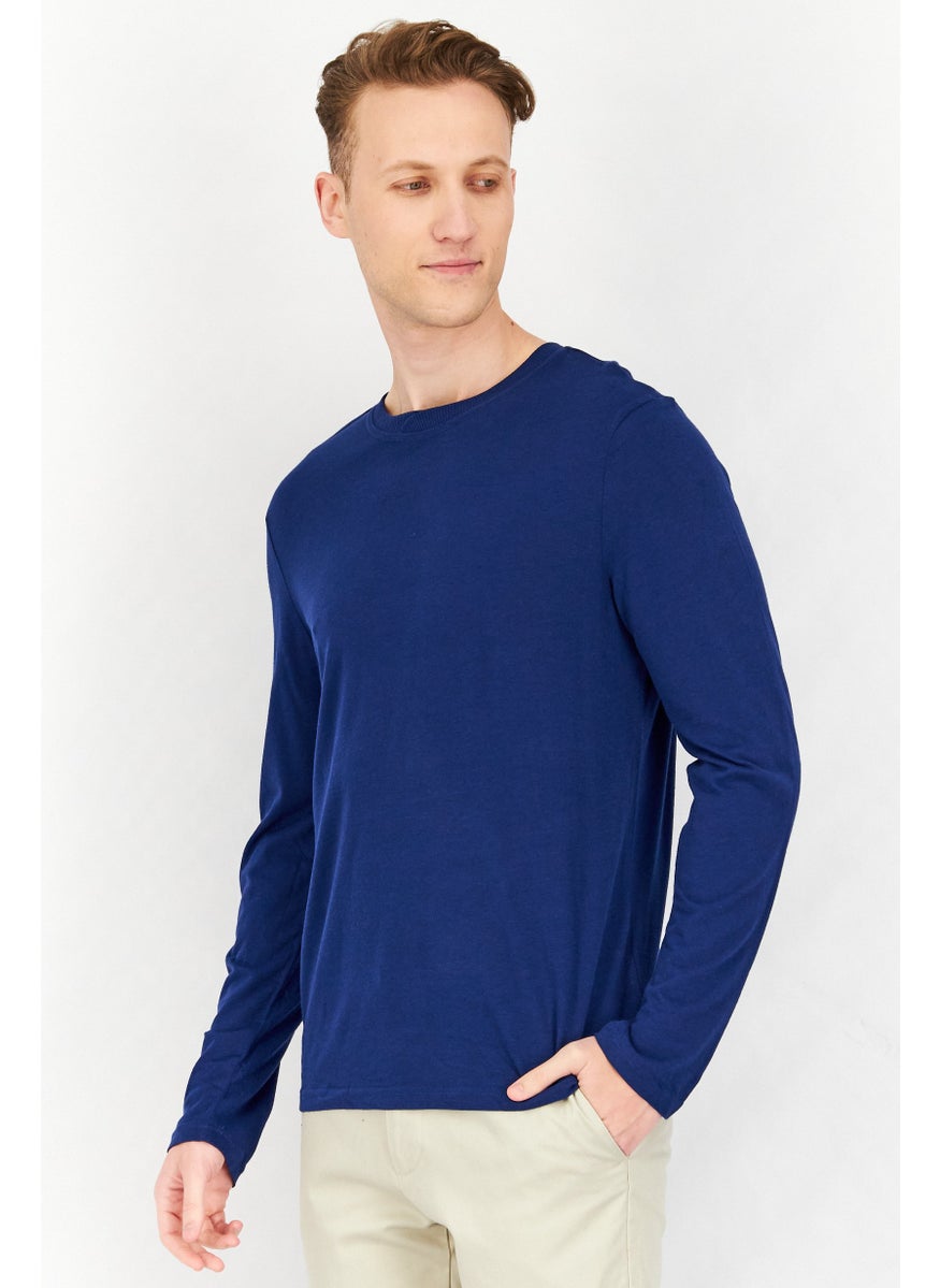 Men Crew Neck Long Sleeves Plain T-Shirt, Pomp Blue - pzsku/Z969BE3D2D71842A3A545Z/45/_/1739715377/3f263374-12a4-4083-ad36-d31682d4a9e5