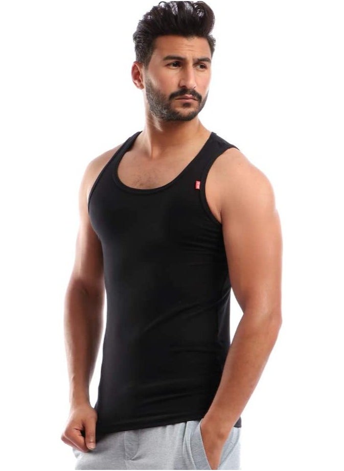 COTTONIL Stretch Men Sleeveless Undershirt Black  - Image 3