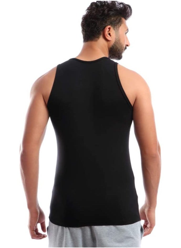 COTTONIL Stretch Men Sleeveless Undershirt Black  - Image 2