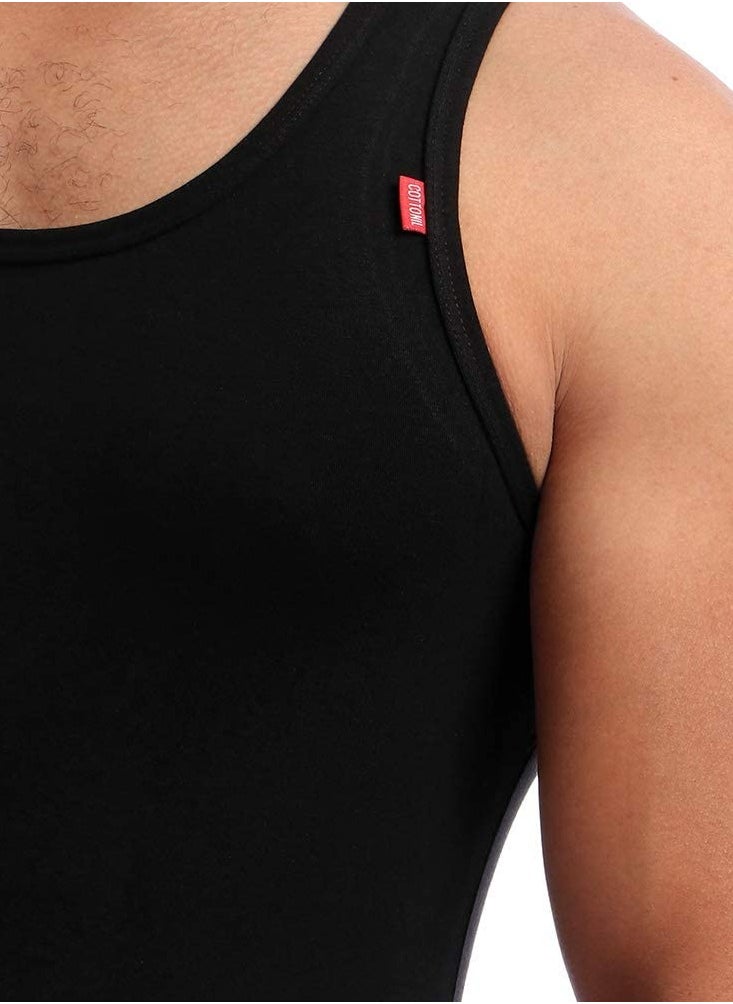 COTTONIL Stretch Men Sleeveless Undershirt Black  - Image 4