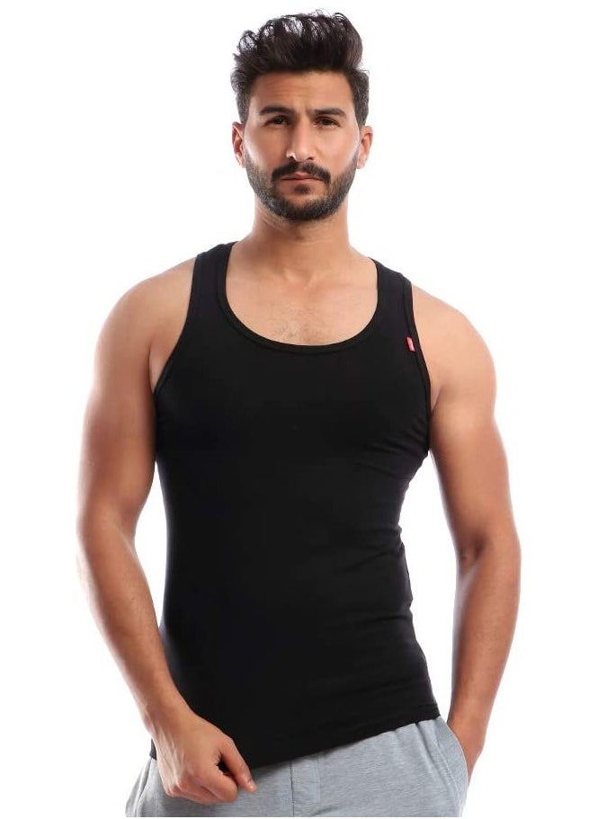 COTTONIL Stretch Men Sleeveless Undershirt Black  - Image 1