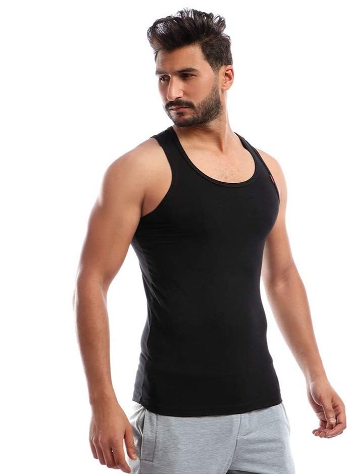 COTTONIL Stretch Men Sleeveless Undershirt Black  - Image 5