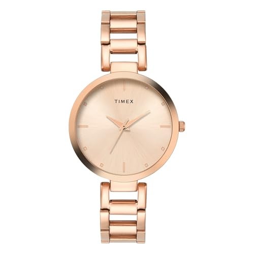 TIMEX Analog Watch for Woman with Rose Gold Round Dial & Rose Gold Stainless Steel Bracelet Band Water Resistant Women's Wrist Watches - TW000X276 - Image 1