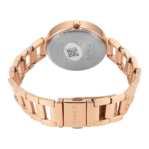 TIMEX Analog Watch for Woman with Rose Gold Round Dial & Rose Gold Stainless Steel Bracelet Band Water Resistant Women's Wrist Watches - TW000X276 - Image 4