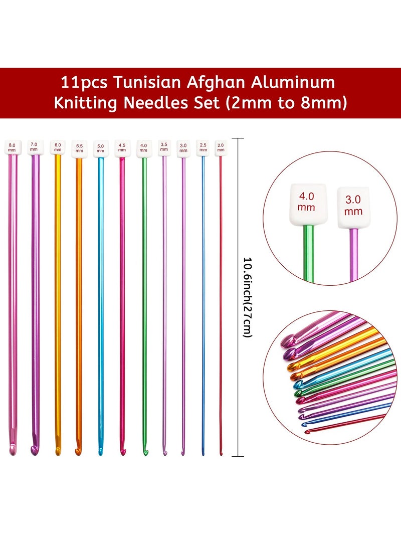 general Anti-Slip Bead Bamboo Crochet Hook 2-8 mm, Aluminum Crochet Tunisian Crochet Hooks Set, Colorful Bamboo Knitting Needle with Extend Braided Tube 23 pieces - Image 2