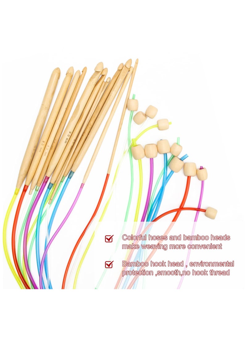 general Anti-Slip Bead Bamboo Crochet Hook 2-8 mm, Aluminum Crochet Tunisian Crochet Hooks Set, Colorful Bamboo Knitting Needle with Extend Braided Tube 23 pieces - Image 5