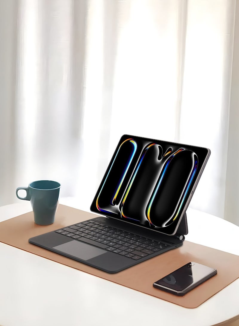 LEVELO iPad Pro 13" 2024 Keyboard AeroBoard Saffanio Leather Wireless Keyboard / Adjustable Angle / Ambient Glow / Build-in Touchpad / Magic Keyboard - Black - Image 3