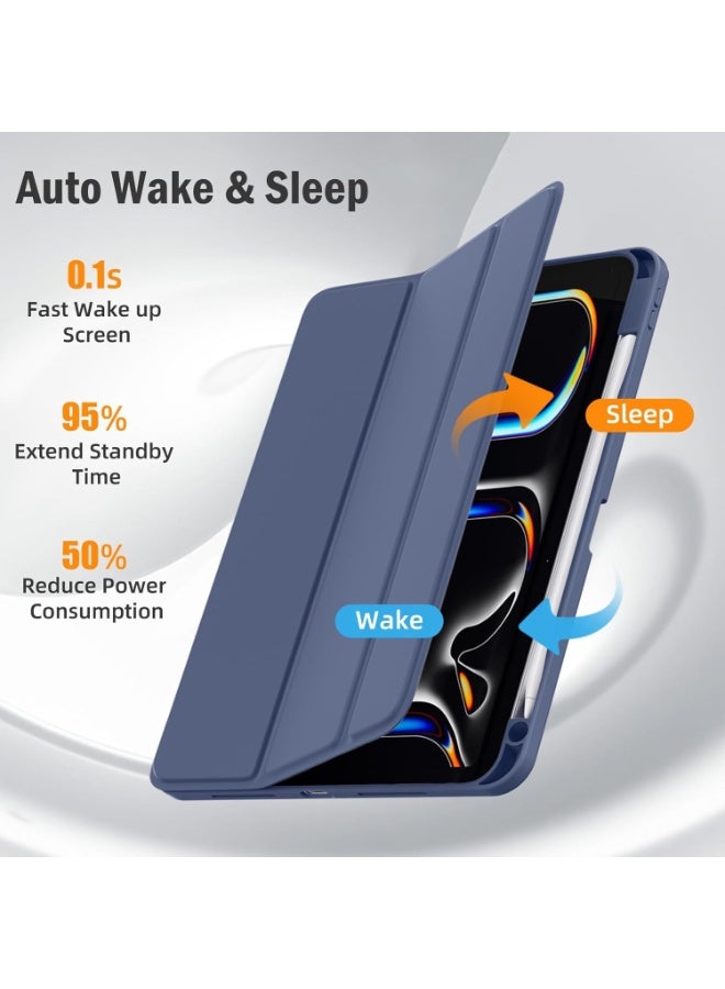 حافظة مع حامل أقلام، غطاء حماية ذكي مضاد للصدمات مع غطاء خلفي شفاف لجهاز iPad Pro 11 بوصة (2022/2021/2020/2018، الجيل الرابع/الثالث/الثاني/الأول) (أزرق) - Image 4