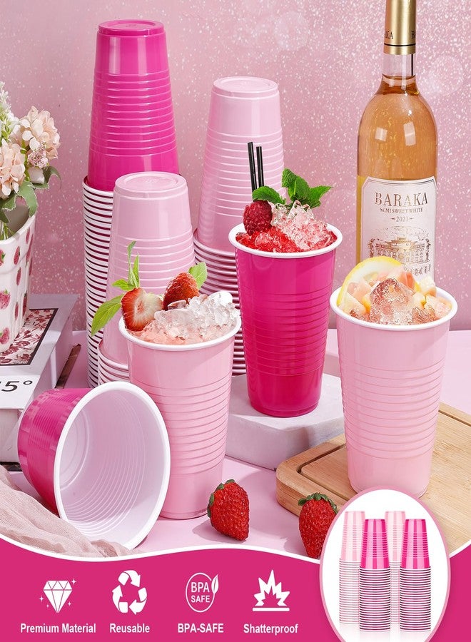 KesaPlan 100PCS 18 oz Plastic Cups, Party Cups Light Pink and Hot Pink Cup Disposable Drinking Cup Bulk For Bachelor Party Christmas Graduation Wedding Birthday Picnic Festive Celebrations - Image 2