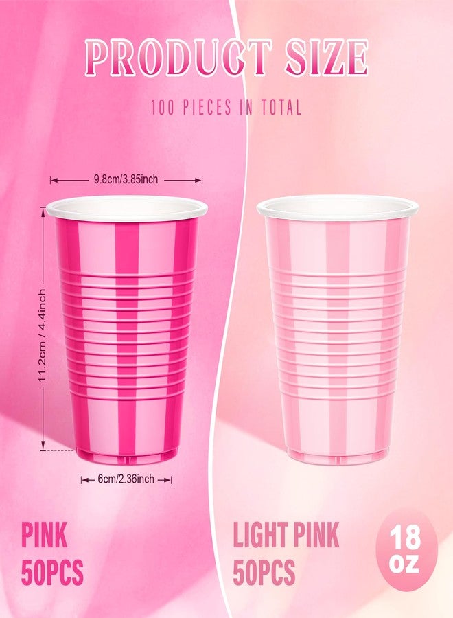 KesaPlan 100PCS 18 oz Plastic Cups, Party Cups Light Pink and Hot Pink Cup Disposable Drinking Cup Bulk For Bachelor Party Christmas Graduation Wedding Birthday Picnic Festive Celebrations - Image 3