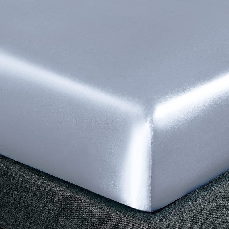 Homiest Homiest Baby Blue Satin Fitted Sheet Twin XL Size Fitted Bed Sheet  Deep Pocket Fitted Sheet Only  Luxury & Ultra Soft Bedding Fitted Sheet Single Bottom Bed Sheets Sold Separately  - Image 3