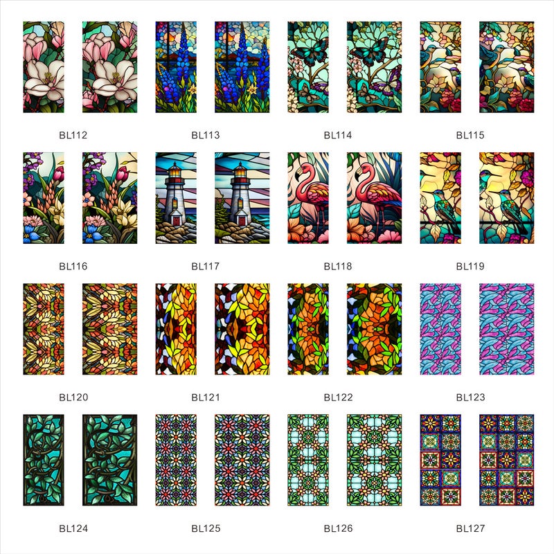 Bl112-191 Color Retro Flowers And Birds Pvc Electrostatic Glass Stickers Without Glue Window Film Removable Glass Window Grilles - Image 5