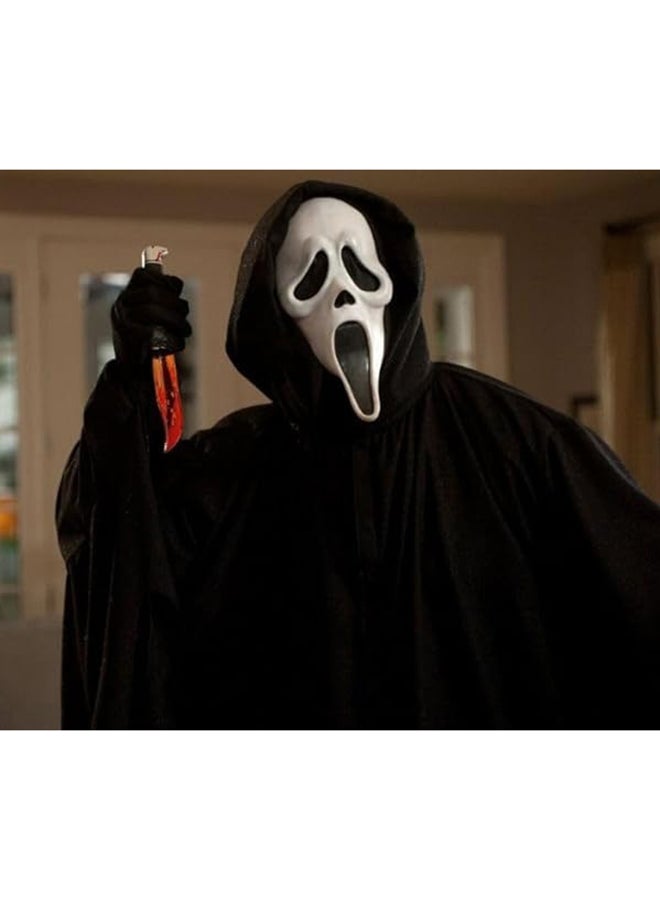 قناع وجه شبح رعب - قناع وجه طويل كلاسيكي للكبار والأطفال - إكسسوار مخيف لحفلات الهالوين - Image 3