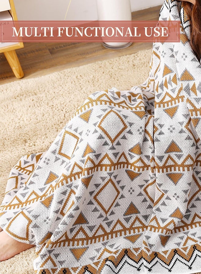Auger Throw Blanket, Soft Cozy Lightweight Boho Knitted Tassel Vintage Soft Chair Throw Blankets Bohemian Couch Decorative Throw Blankets for Bed Sofa CouchKnitted Blanket Bohemian Air Conditioning Blanket Blanket Full Body Shawl Nap Blanket Multi-colored 130x170cm - All Seasons - Image 3