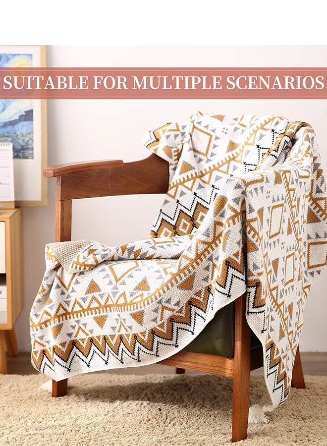 Auger Throw Blanket, Soft Cozy Lightweight Boho Knitted Tassel Vintage Soft Chair Throw Blankets Bohemian Couch Decorative Throw Blankets for Bed Sofa CouchKnitted Blanket Bohemian Air Conditioning Blanket Blanket Full Body Shawl Nap Blanket Multi-colored 130x170cm - All Seasons - Image 4