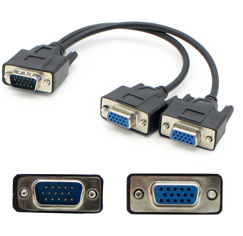 AddOn VGASPLMFF VGA Splitter Audio Video Cable with Connector Black - Image 2