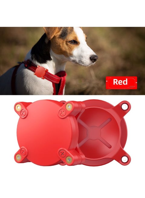 Pet Tracker AirTag Protective Case Waterproof Anti-Loss Dog Locator ABS Hard Shell IP68 Certified For Apple Accessories-Color:Red