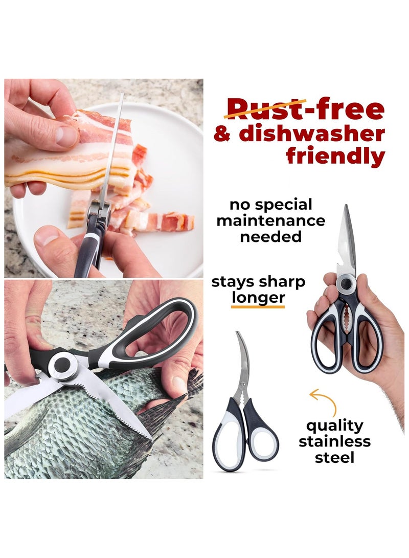 Halamine Kitchen Shears, 2 Pack Heavy Duty Kitchen Shears, Dishwasher Safe Meat Shears, Universal Kitchen Shears for Chicken/Poultry/Fish/Meat - Image 3