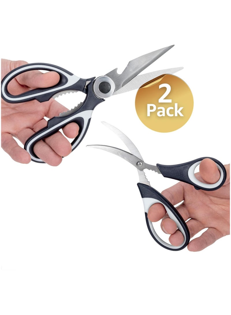 Halamine Kitchen Shears, 2 Pack Heavy Duty Kitchen Shears, Dishwasher Safe Meat Shears, Universal Kitchen Shears for Chicken/Poultry/Fish/Meat - Image 4