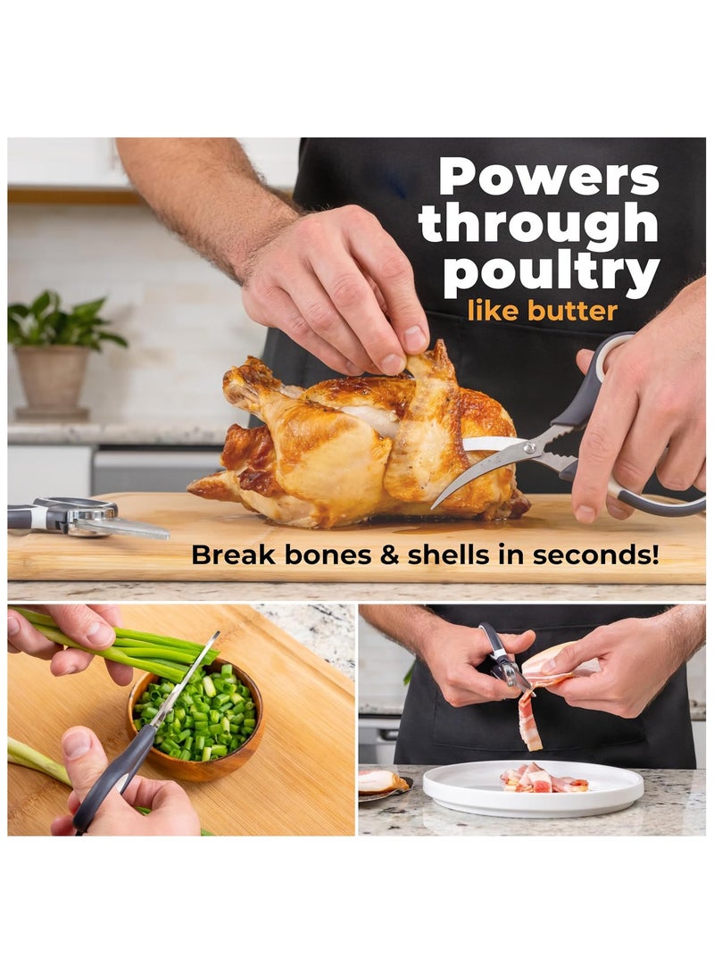 Halamine Kitchen Shears, 2 Pack Heavy Duty Kitchen Shears, Dishwasher Safe Meat Shears, Universal Kitchen Shears for Chicken/Poultry/Fish/Meat - Image 5