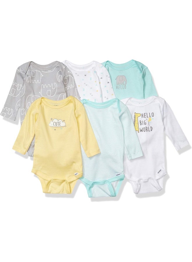 Gerber Gerber Baby Girls 6 Pack Long-Sleeve Onesies Bodysuit Baby and Toddler T-Shirt Set  - Image 1